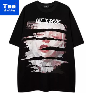 Áo thun nam TEESHARKBUY tay ngắn 100% cotton màu đen/ trắng size lớn M-3XL