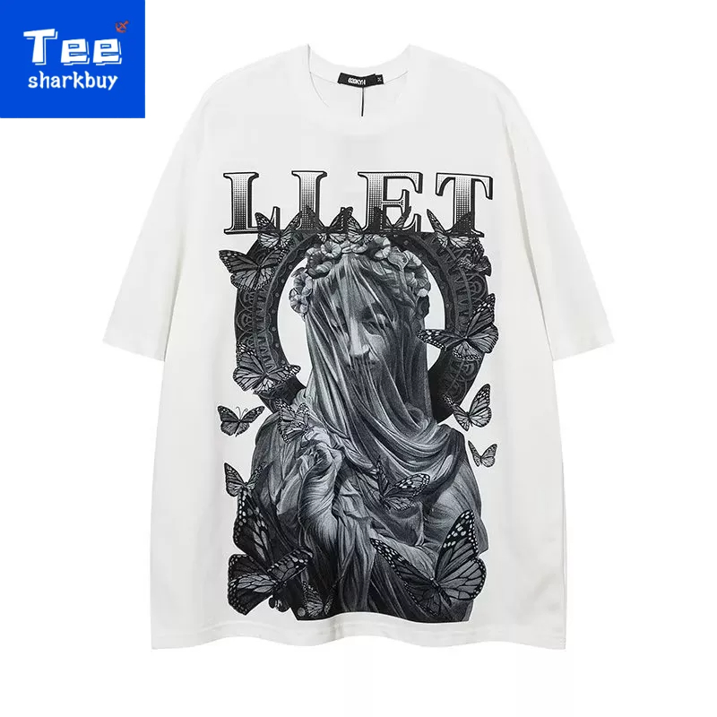 Áo thun unisex TEESHARKBUY 100% cotton ngắn tay plus size M-3XL