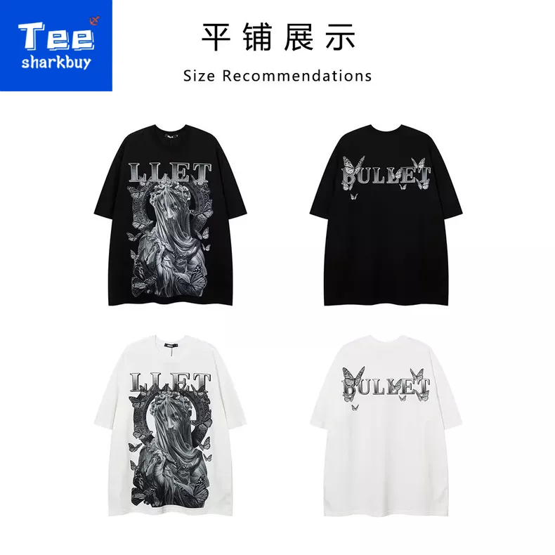 Áo thun unisex TEESHARKBUY 100% cotton ngắn tay plus size M-3XL