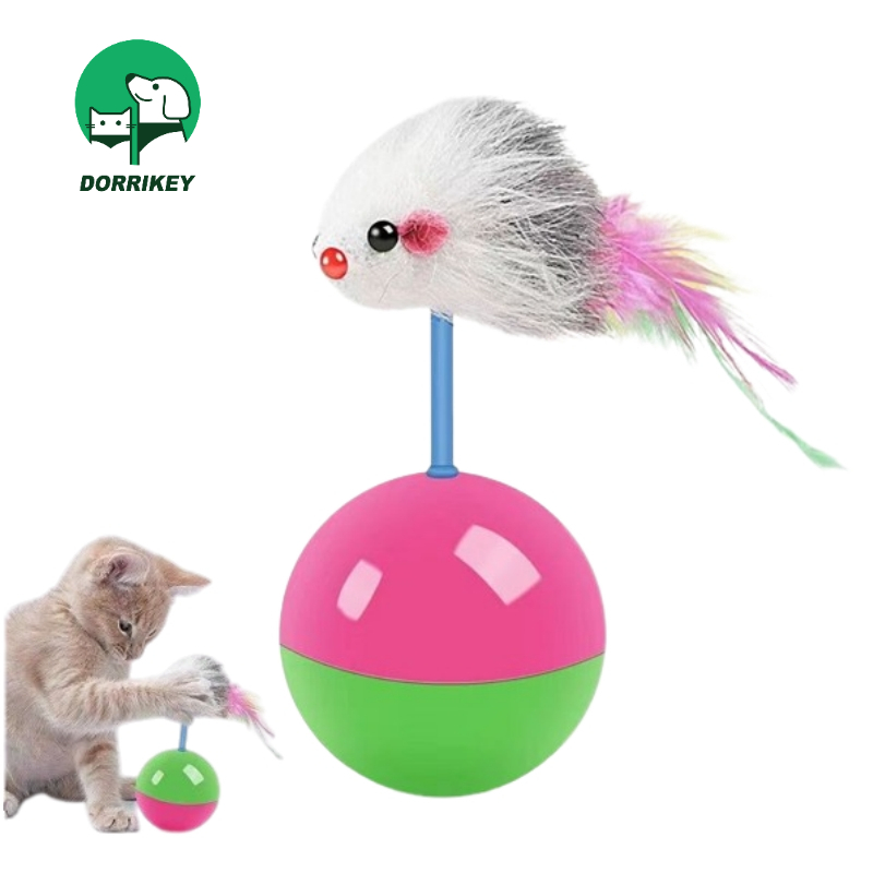 Đồ chơi bóng lật đật DORRIKEY LI0269 gắn chuột nhiều màu sắc cho mèo cưng