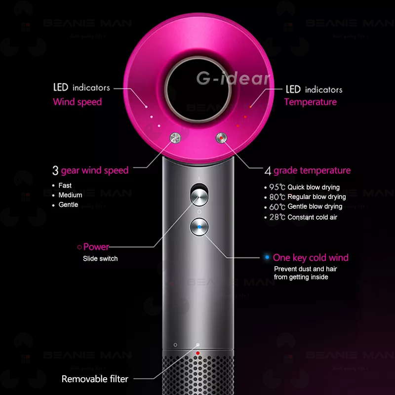 Máy sấy ion âm,máy sấy tóc không cánh quạt, sấy nóng lạnh và tạo kiểu nhanh.1600W-2000W super hair dryer BH 12 tháng