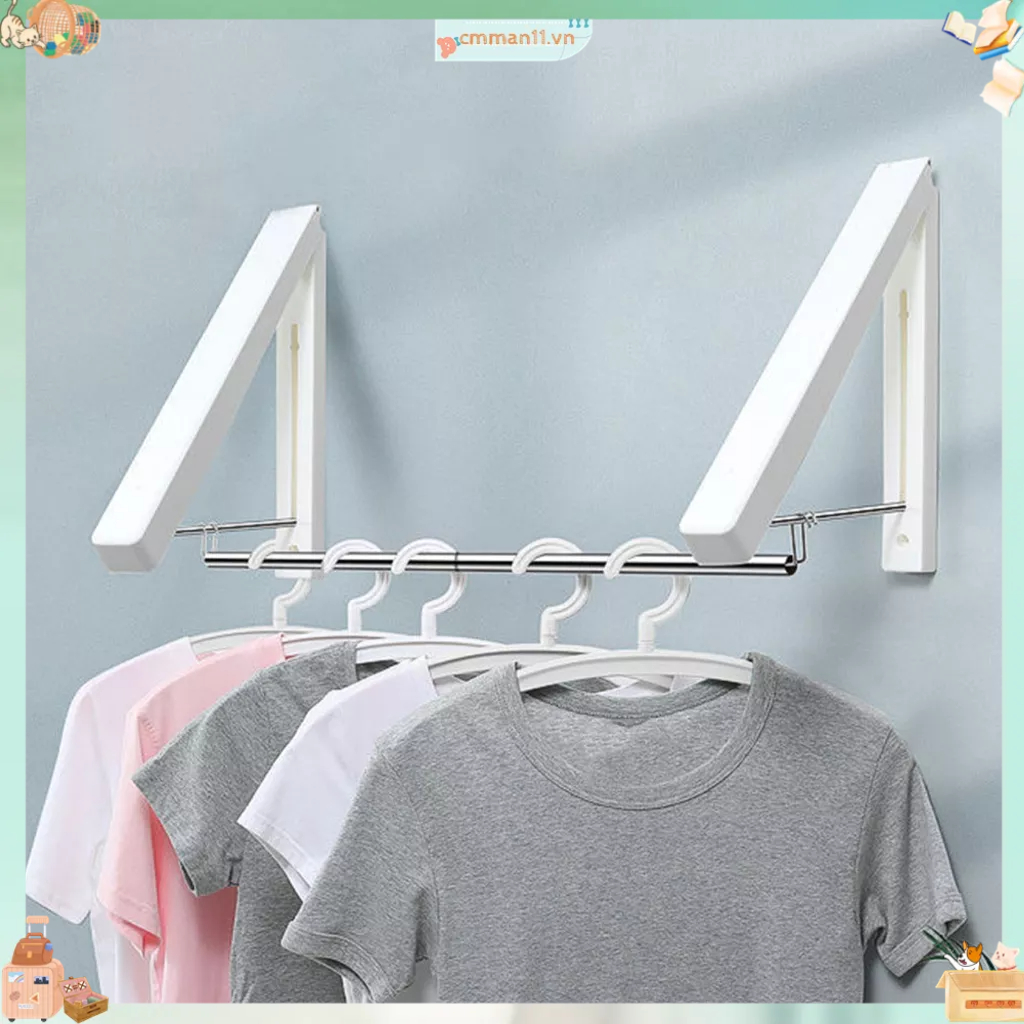 Keep order Móc Treo Đồ Giặt Có Thể Thu Vào Tường Gấp Gọn Trắng Miễn Phí Lắp Đặt Giá Phơi Quần Áo Cho Phòng Ngủ Văn