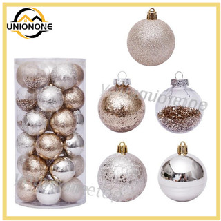 Set 30 quả châu giáng sinh 6cm trong suốt dùng trang trí cây thông