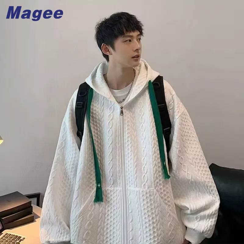 Magee Áo Khoác Nam Có Nón Trùm Đầu Phong Cách Retro Đơn Giản Zhongshan Màu Trơn Dày Dặn Cỡ Lớn Mùa Đông Kiểu Hàn Quốc
