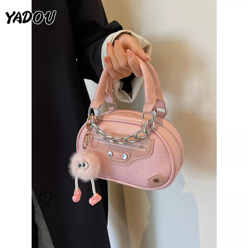 Yadou cro heart bowling crossbody bag túi da nữ thời trang