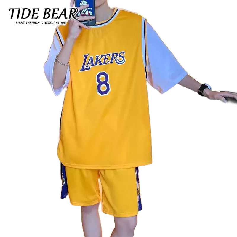 Bộ đồ thể thao TIDE BEAR dáng ngắn thời trang phong cách bóng rổ cho bé trai