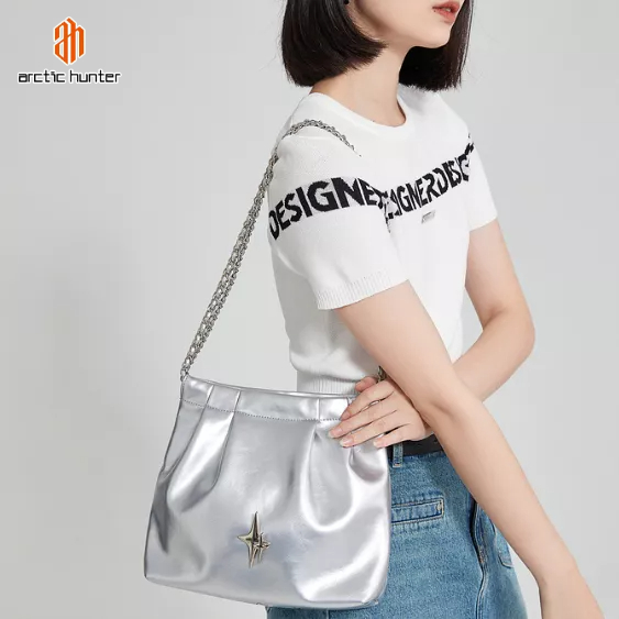 Arctic Hunter Túi đeo vai tote màu bạc ngọt ngào thời trang thường ngày cho nữ