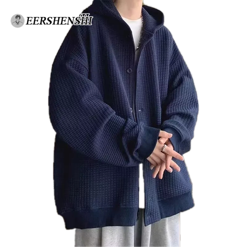 Áo len nam EERSHENSHI dệt kim có mũ trùm đầu đơn giản thường ngày phong cách Harajuku Nhật Bản