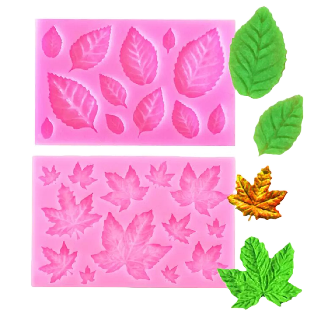 [elebuy] Khuôn silicon lá hoa hồng lá kẹo mềm dụng cụ trang trí bánh tự làm kẹo sô cô la
