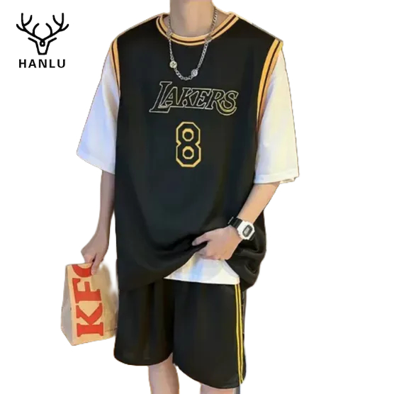 Bộ đồng phục bóng rổ thể thao HANLU tay ngắn thời trang đa năng chất liệu chất lượng