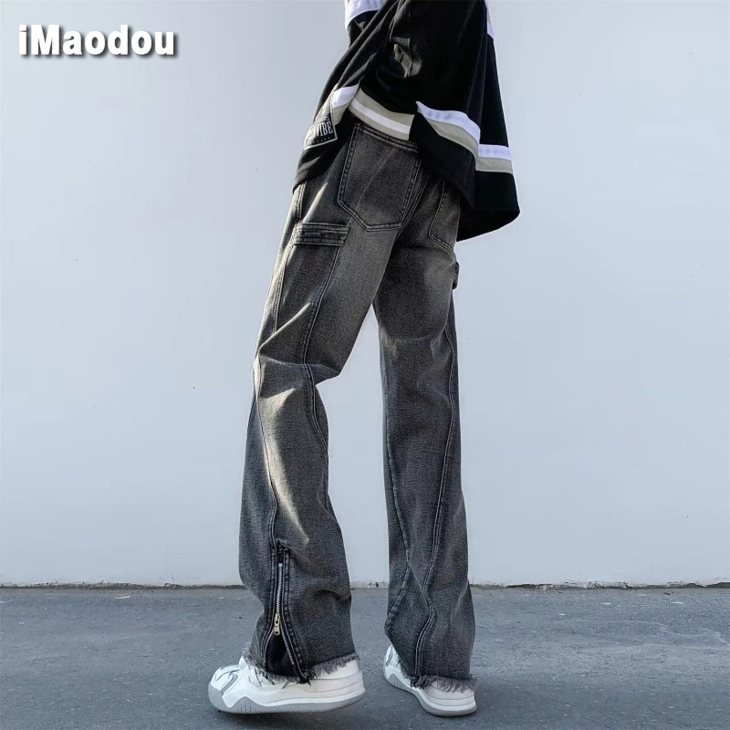 iMaodou Mùa thu phong cách mới phong cách mỹ slim-fit line slimmer look jeans phiên bản hàn quốc quần âu cao cấp nam hợp thời trang