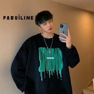 Nam áo len chui đầu in áo len cổ tròn áo khoác chui đầu mùa xuân thu không mũ trùm đầu