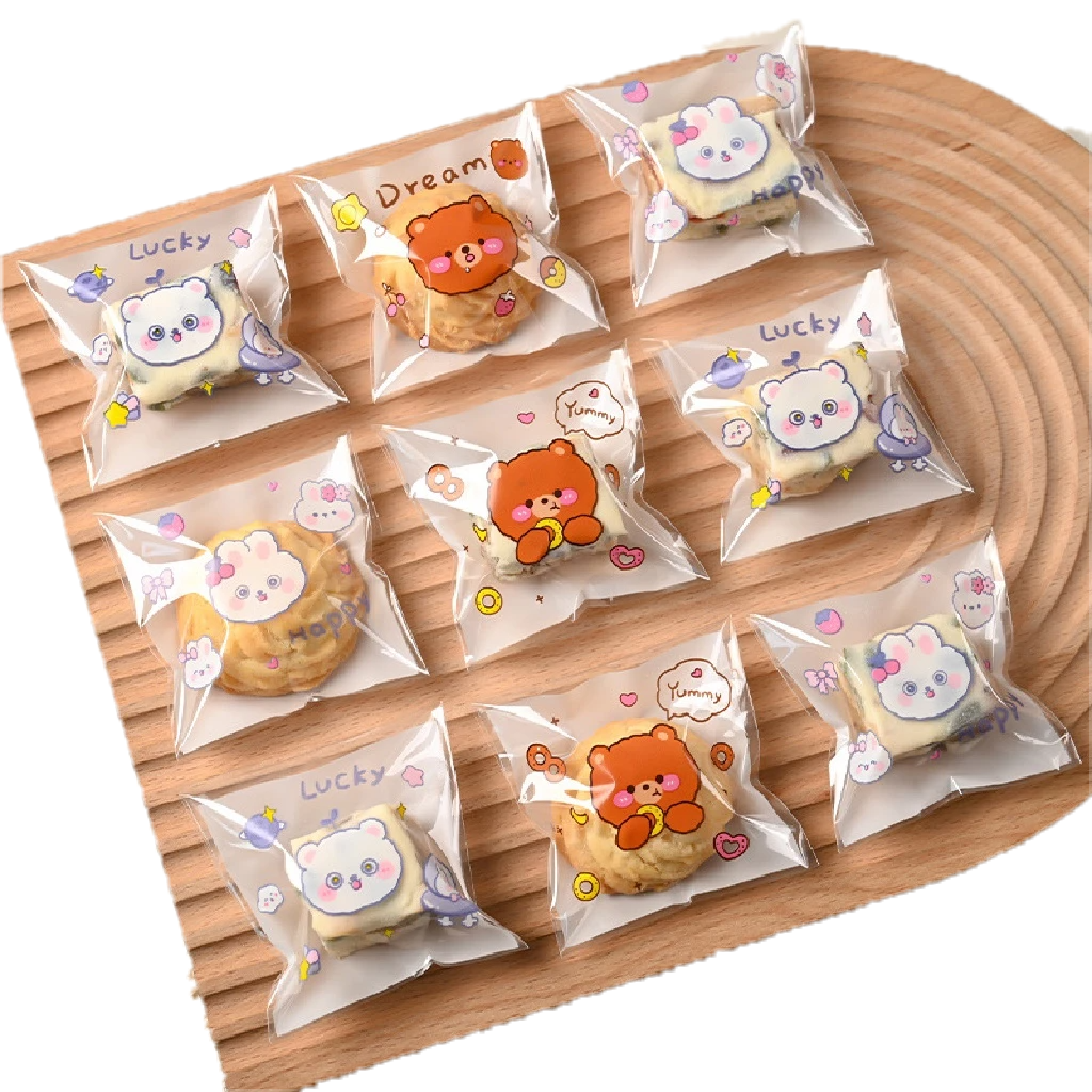 100 Túi gói bánh quy/ kẹo ELEBUY bằng nhựa trong suốt 7 * 7cm
