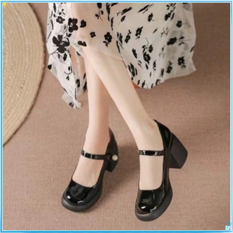 Giày cao gót Dép Giày Cao Gót Mũi Tròn Đế Xuồng Chống Nước Có Khóa Cài Thời Trang Xuân Thu Phong Cách Mới Cho Nữ