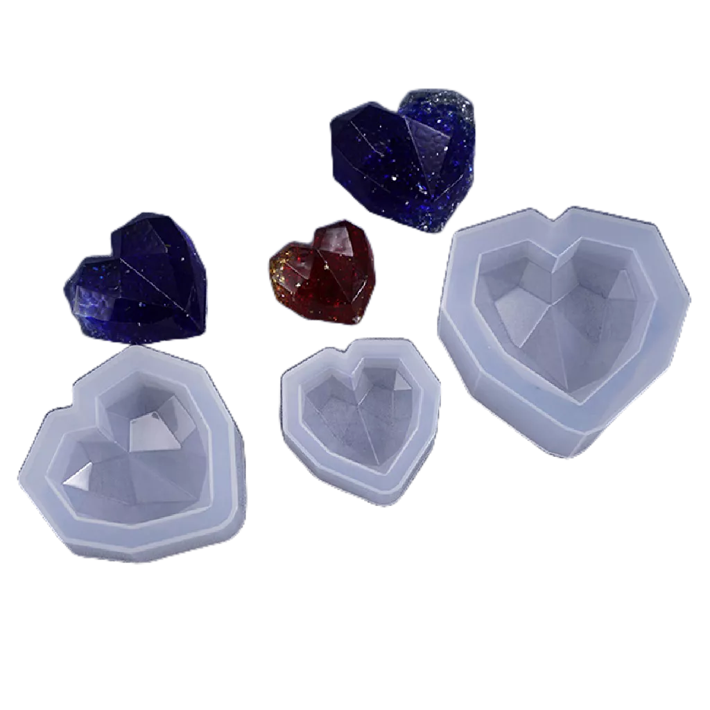 1 cái 3d love heart design silicone cake khuôn kim cương xà phòng khuôn decorag tool