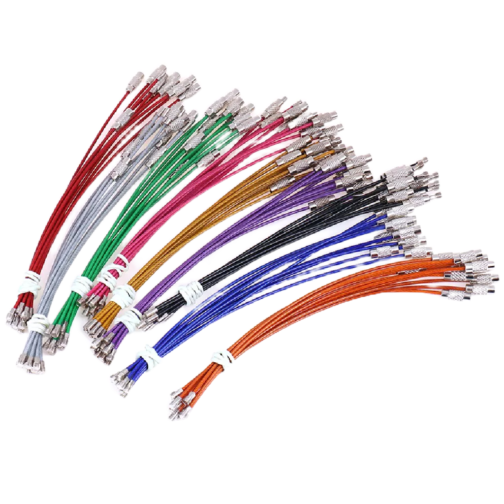 Eshylala 10pcs 1.5 * 150mm giá đỡ vòng tròn bằng thép không gỉ keychain rope dụng cụ ngoài trời