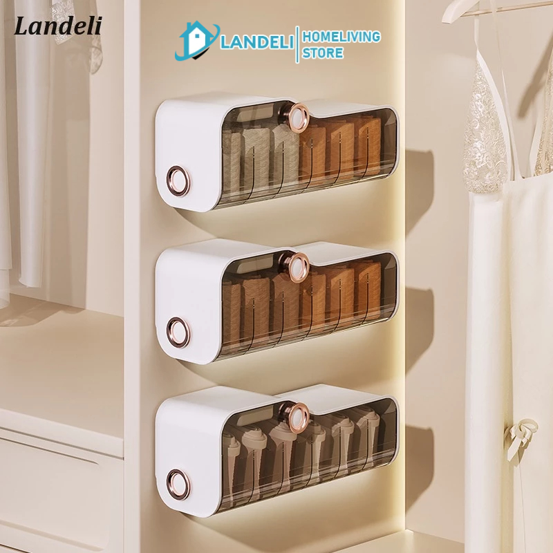 Landeli wall-mounted storage box, underwear, socks box, wardrobe side hole dụng cụ tổ chức đồ lót miễn phí, hộ gia đình ba trong một