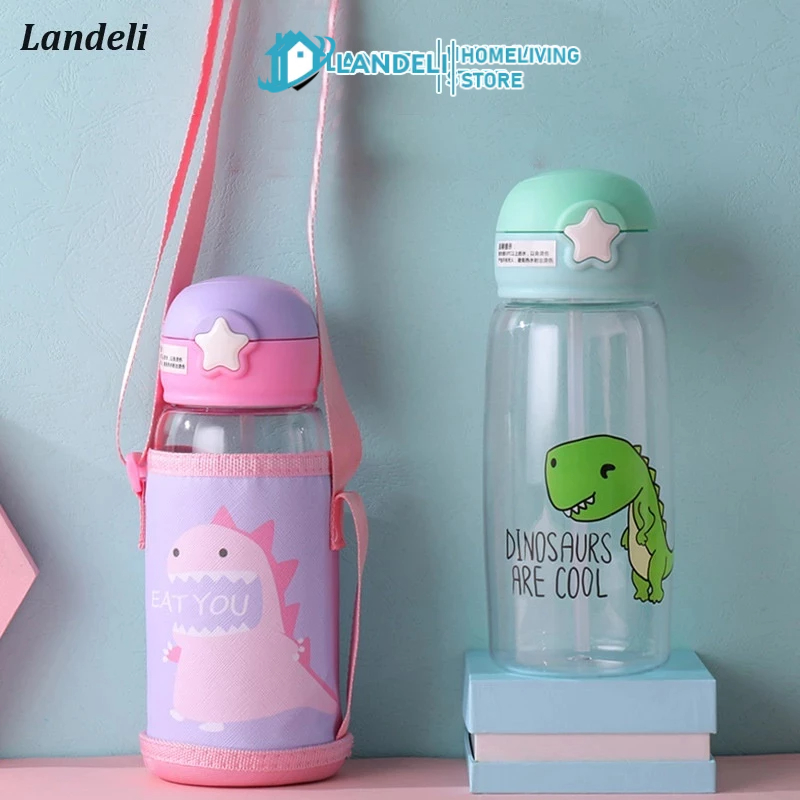 Landeli bình nước cốc nước phim hoạt hình trẻ em cốc rơm mùa hè sinh viên dễ thương ngoài trời thể thao di động cốc nước dung tích lớn