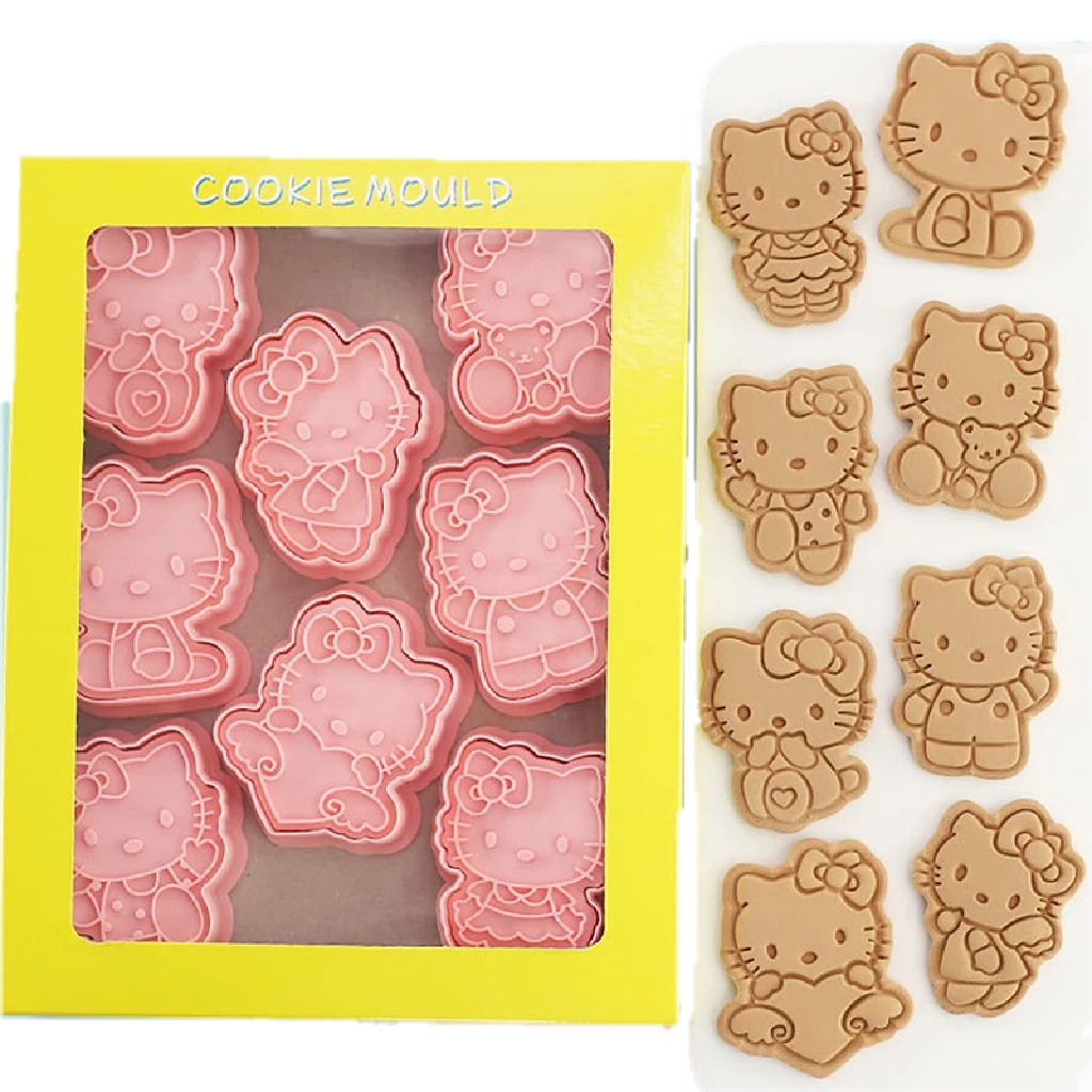 Bộ 8 khuôn ELEBUY làm bánh quy/ bánh nướng hình mèo 3D dùng làm quà tặng/ trang trí