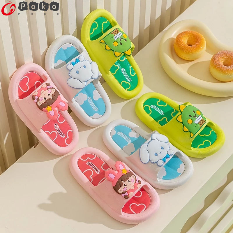 Phong cách mới dành cho trẻ em flip-flops thick-soled dễ thương trong nhà mềm mại thoáng khí phim hoạt hình cha mẹ-