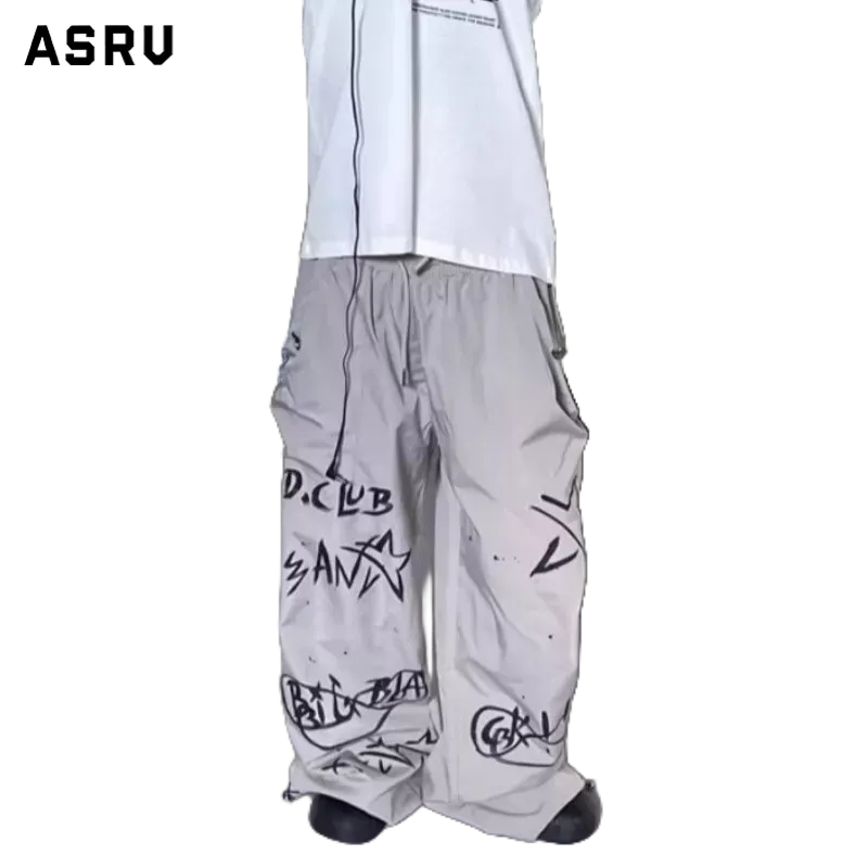 Asrv quần tây nam mùa hè mới phong cách âu mỹ in thời trang cổ điển, thiết kế giản dị cặp đôi nam quần ống rộng phổ biến