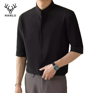 Hanlu Áo Sơ Mi Nam Tay Ngắn Phong Cách Doanh Nhân Thời Trang Hàn Quốc