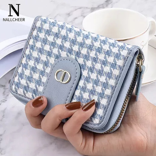 Ví Vải canvas mini Nhiều Ngăn Đựng Tiền / Thẻ Có Khóa Kéo Tiện Dụng Cho Nữ