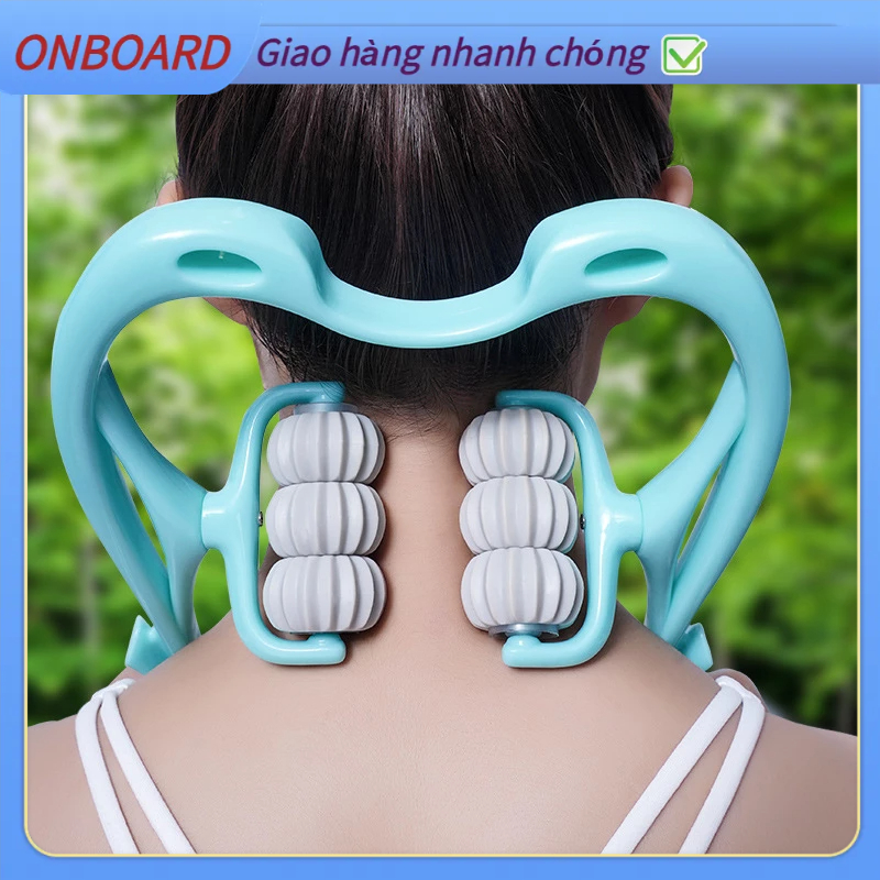 Dụng cụ mát xa cổ / vai 6 con lăn cầm tay giúp giảm áp lực tiện dụng,massage cổ vai gáy, gậy massage trị liệu, gậy massage cổ OnBoard