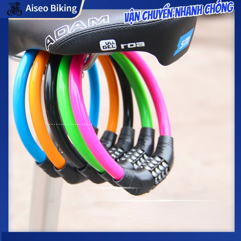 Khóa Dây Thép 4 Số Chống Trộm Cho Xe Đạp/Xe Máy - Khóa Xe Đạp Thể Thao Chống Trộm Aiseo Biking