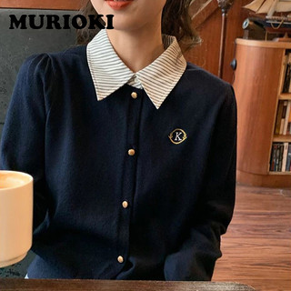 Áo dệt kim MURIOKI thiết kế giả hai mảnh tay dài phong cách Hàn Quốc thời trang mùa thu 2023 cho nữ