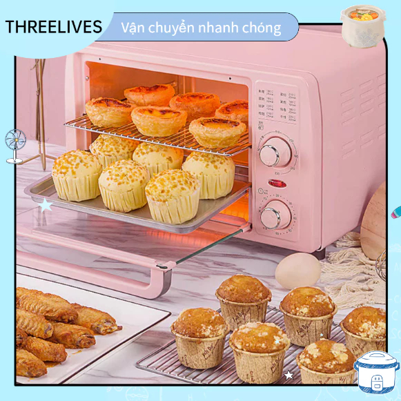 Lò Nướng Đa Năng 2 tầng, dung tích 13 Lít, thiết kế an toàn, nướng nhanh chóng - Lò nướng điện THREELIVES