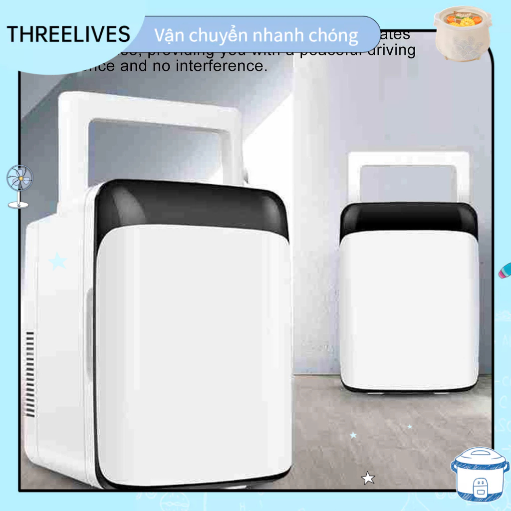 10L Tủ Lạnh Mini Ô Tô Có thể xách tay Cho Phòng Ngủ Bàn Văn Đại Học Ký Túc Xá 220V THREELIVES
