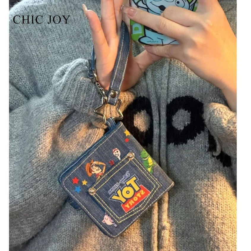 CHIC JOY Ví Đựng Thẻ Dạng Gập Thêu Họa Tiết Hoạt Hình Toy Story Y2K Phong Cách Âu Mỹ Cổ Điển Cho Nữ