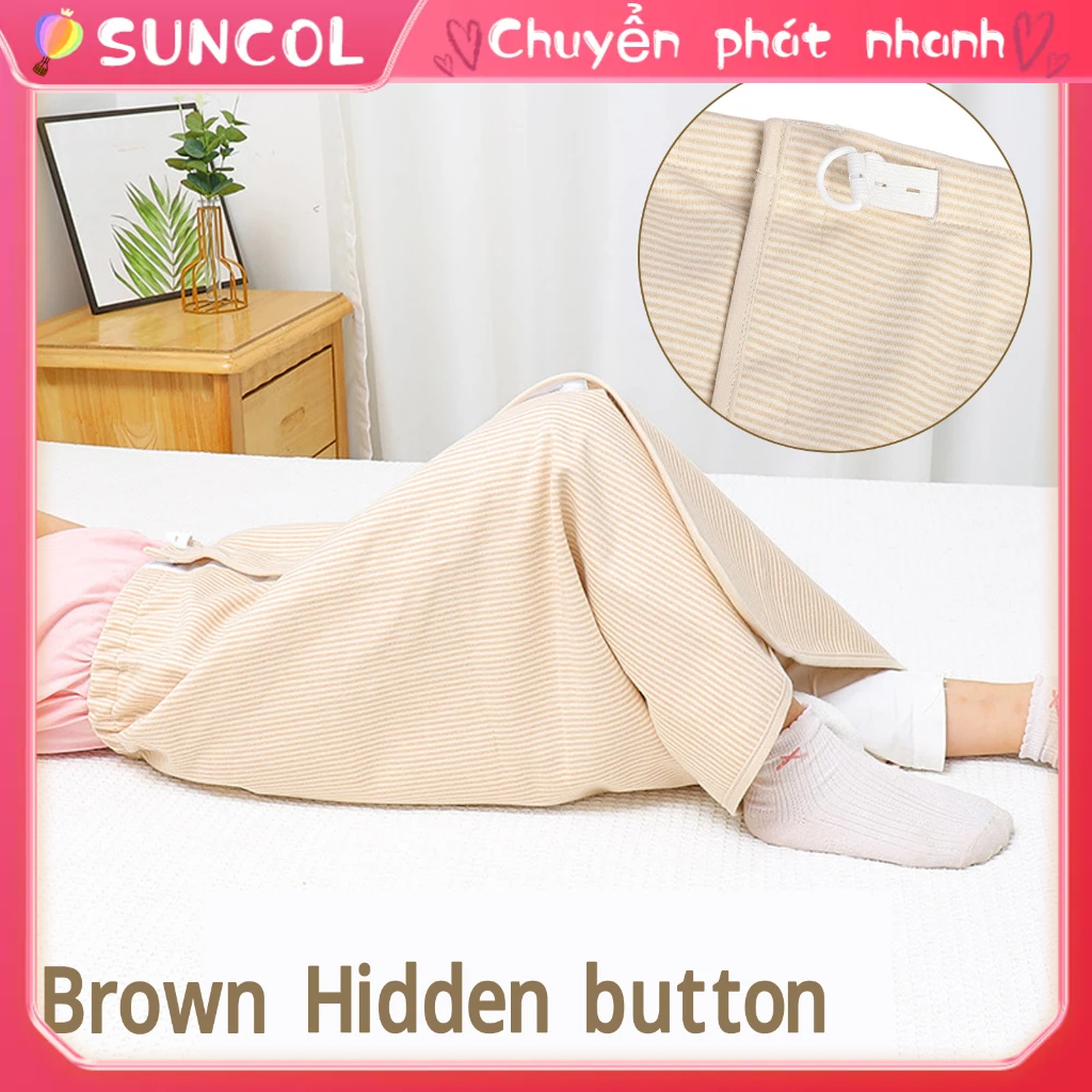 Tã Váy Vải Cotton Có Thể Giặt Được Đeo Đi Tiểu Tiện Giường Đệm Cho Người Lớn Cao Tuổi Kaki Nút Chụp Loại SUNCOL
