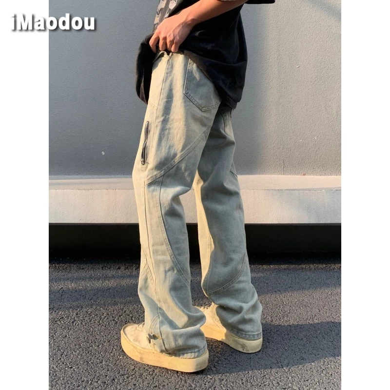 IMaodou Quần jeans Dài Ống Rộng Thời Trang retro Cho Nam