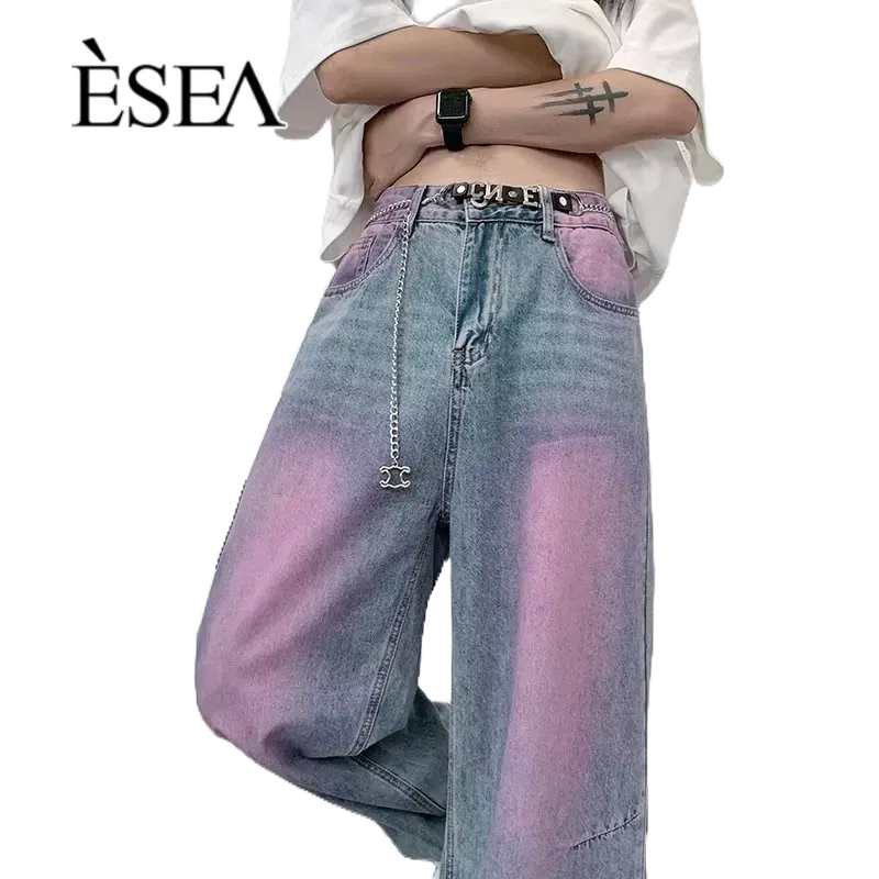 Quần Jeans Màu Gradient Phong Cách Thời Trang Retro Mỹ Dành Cho Nam Và Nữ