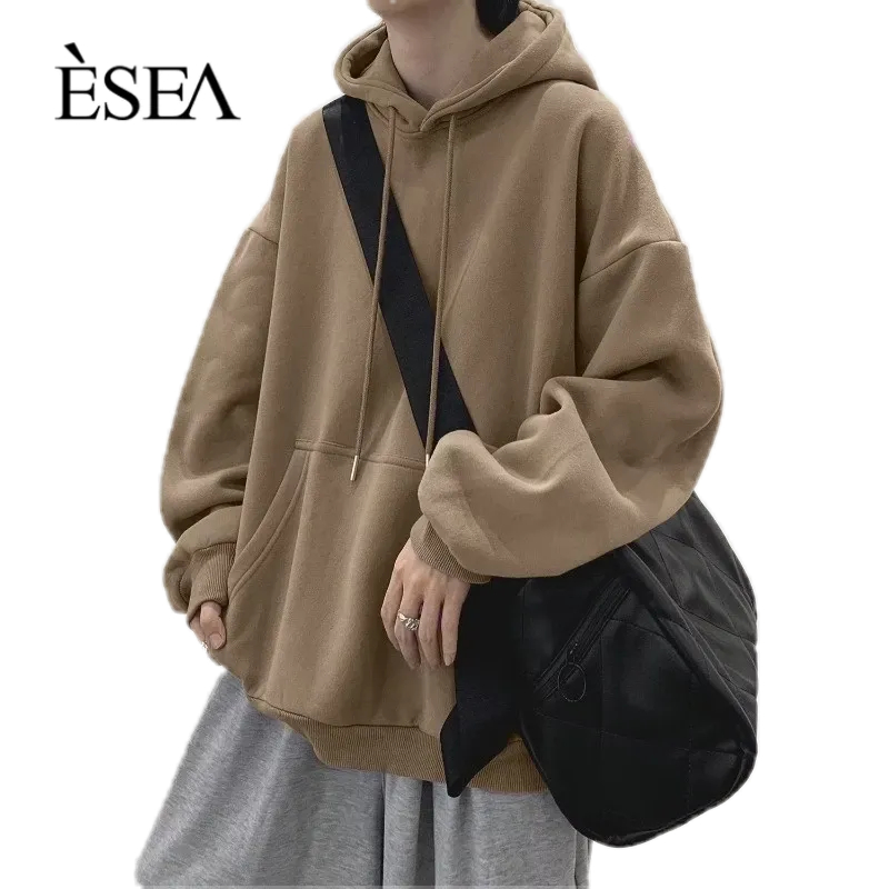 Áo Hoodie ESEA Tay Dài Màu Trơn Thời Trang Hong Kong Cho Nam Và Nữ