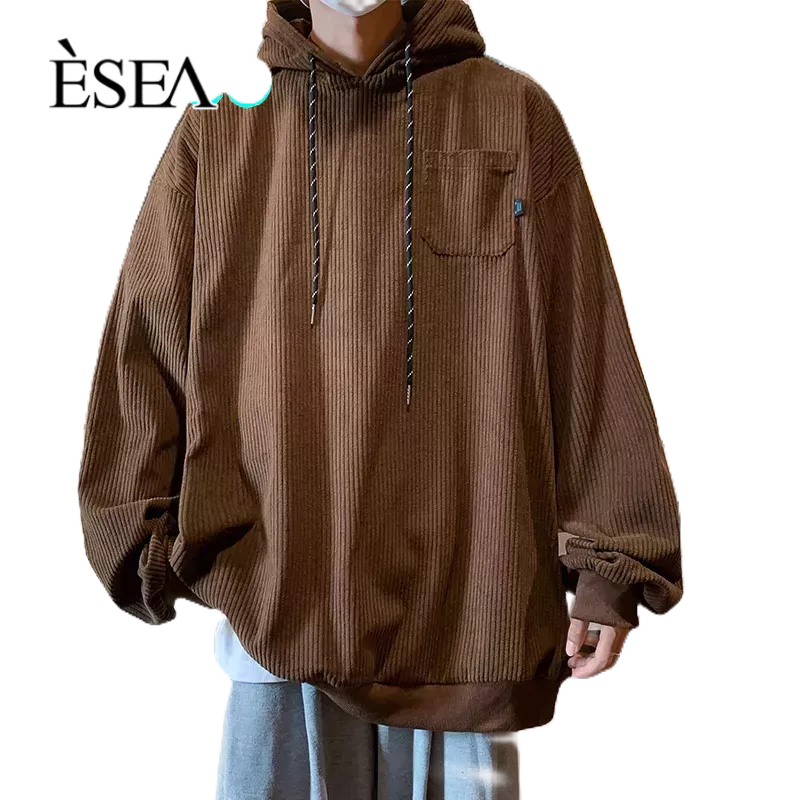 ESEA Áo sweater Có Mũ Vải Nhung Màu Trơn Phong Cách retro Mỹ Thời Trang Cho Nam Và Nữ