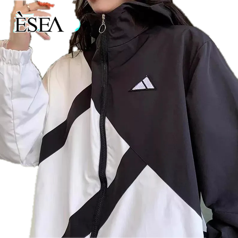 ESEA Áo Khoác Tay Dài Có Nón Phối Khóa Kéo Đơn Giản Phong Cách Mỹ Thời Trang Cho Nam Và Nữ
