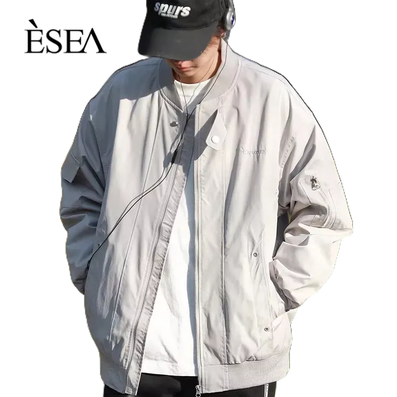 Áo khoác nam ESEA tay dài màu trơn phong cách Harajuku Nhật Bản đơn giản thời trang