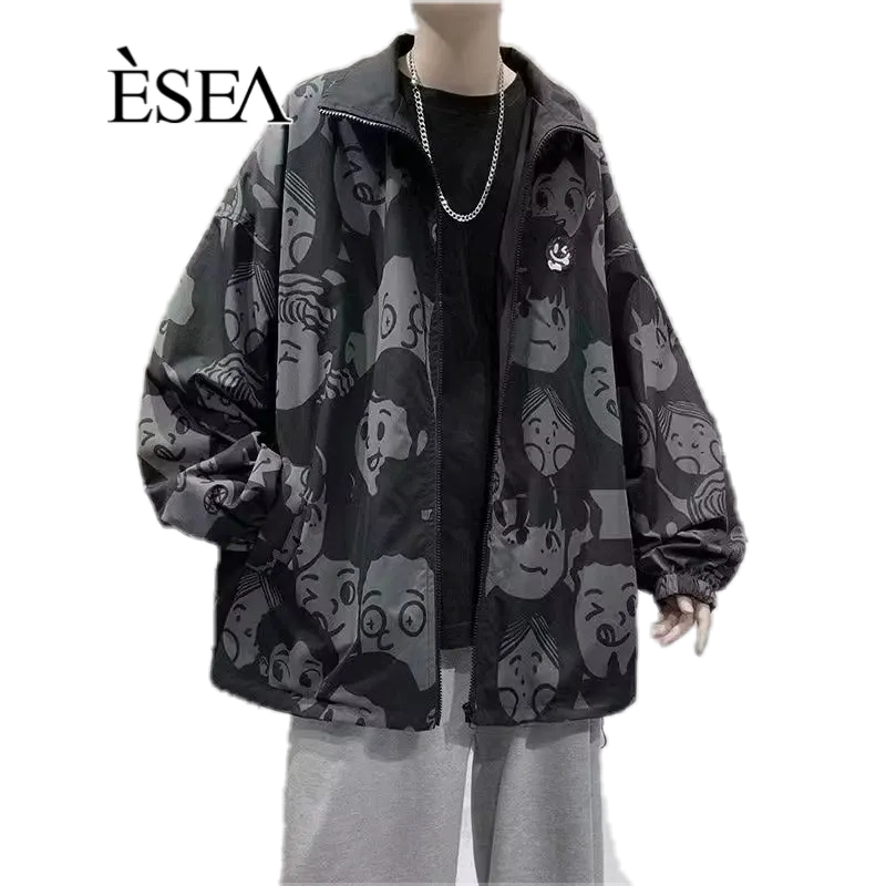 Áo Khoác Tay Dài Dáng Rộng In Chữ ESEA Phong Cách Hồng Kông Thời Trang Thường Ngày Có Thể Mặc Cả Nam Và Nữ