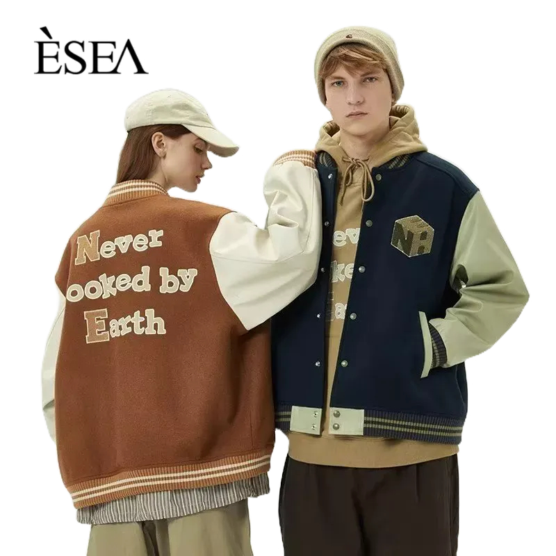 ESEA áo khoác nam dài tay thời trang phong cách đường phố mùa xuân và mùa thu đồng phục bóng chày giản dị có thể được mặc bởi cả nam và nữ