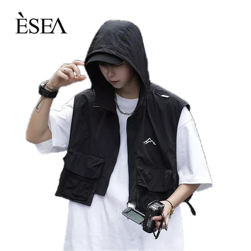 Áo Vest Nam Không Tay Thời Trang Mỹ Năng Ngoài Trời Mùa Hè Có Mũ Trùm Đầu Dụng Cụ Áo Vest Cả Nam Và Nữ Có Thể Mặc