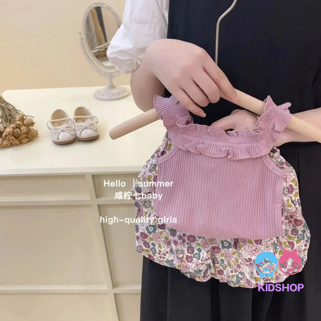 Set Áo Thun Sọc Ngang + Chân Váy Xếp Ly Thời Trang Cho Bé Gái