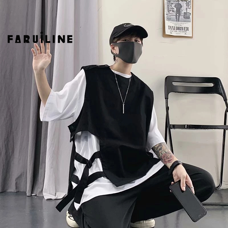 Áo Khoác Sát Nách Dáng Rộng Kiểu retro hip-hop Cá Tính Cho Nam Dễ Phối Đồ