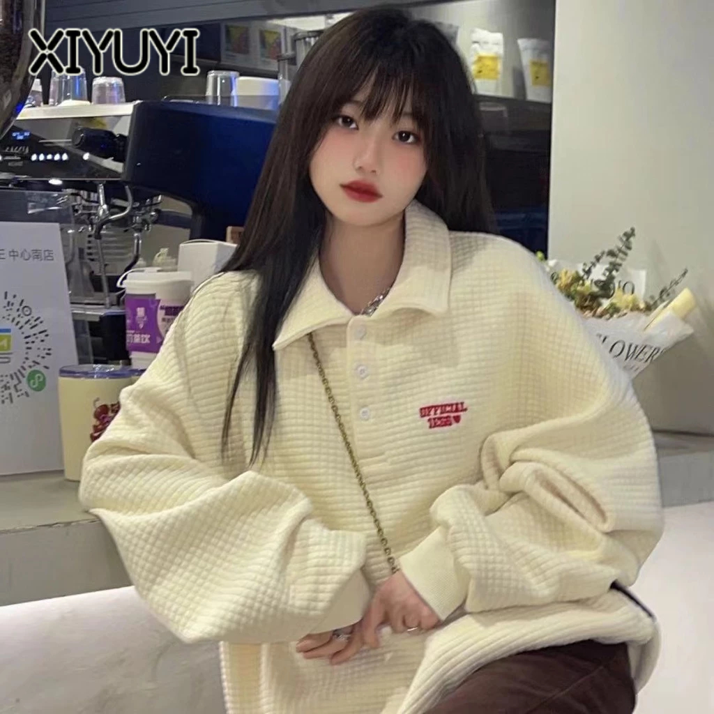 XIYUYI Áo Thun Dáng Rộng Thoải Mái Ấm Áp Cho Nữ