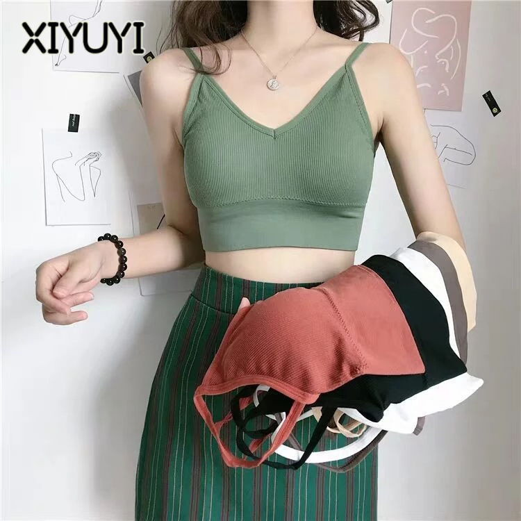 XIYUYI Áo Lót Thể Thao Không Gọng Không Đường May Hở Lưng Xinh Xắn