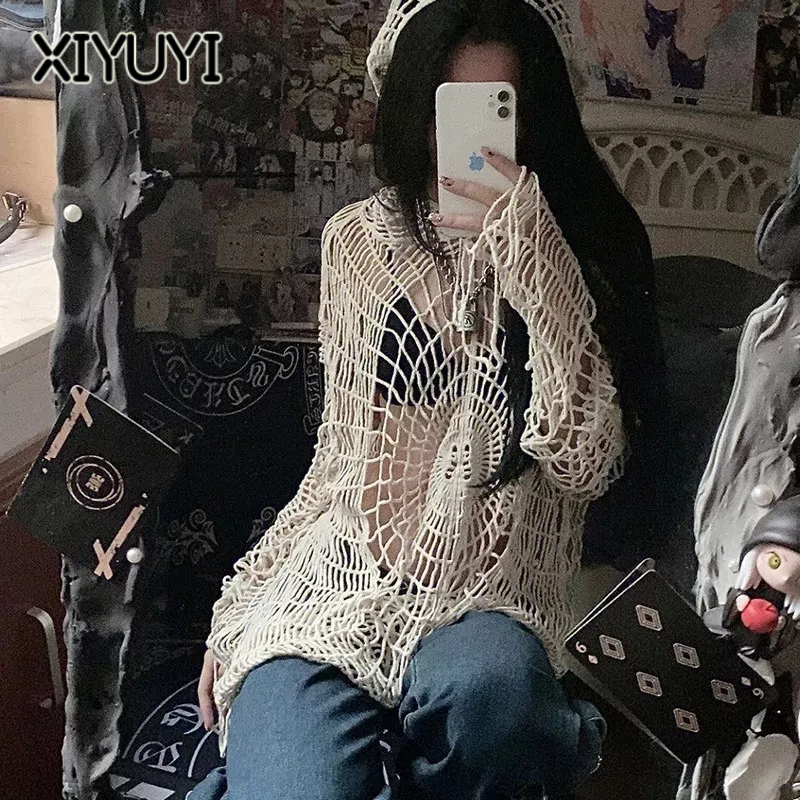 Áo Khoác sweater Có Mũ Trùm Khoét Lỗ Thoáng Khí Hình Cô Gái Nóng Bỏng