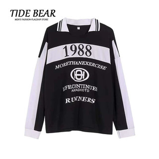 Tide bear áo thun tay dài in hình gấu thời trang mùa hè cho nam
