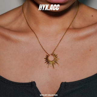 Vòng Cổ Nữ Thép Titan Vòng Cổ Vintage Vàng Mặt Trời Thép Titan Vòng Cổ Colorfast